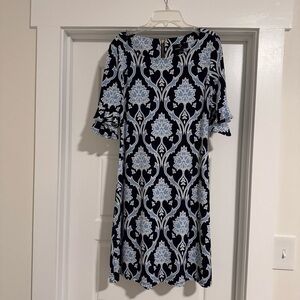 Ronni Nicole Blue & White Textured Pattern Floral Dress Size‎ 8